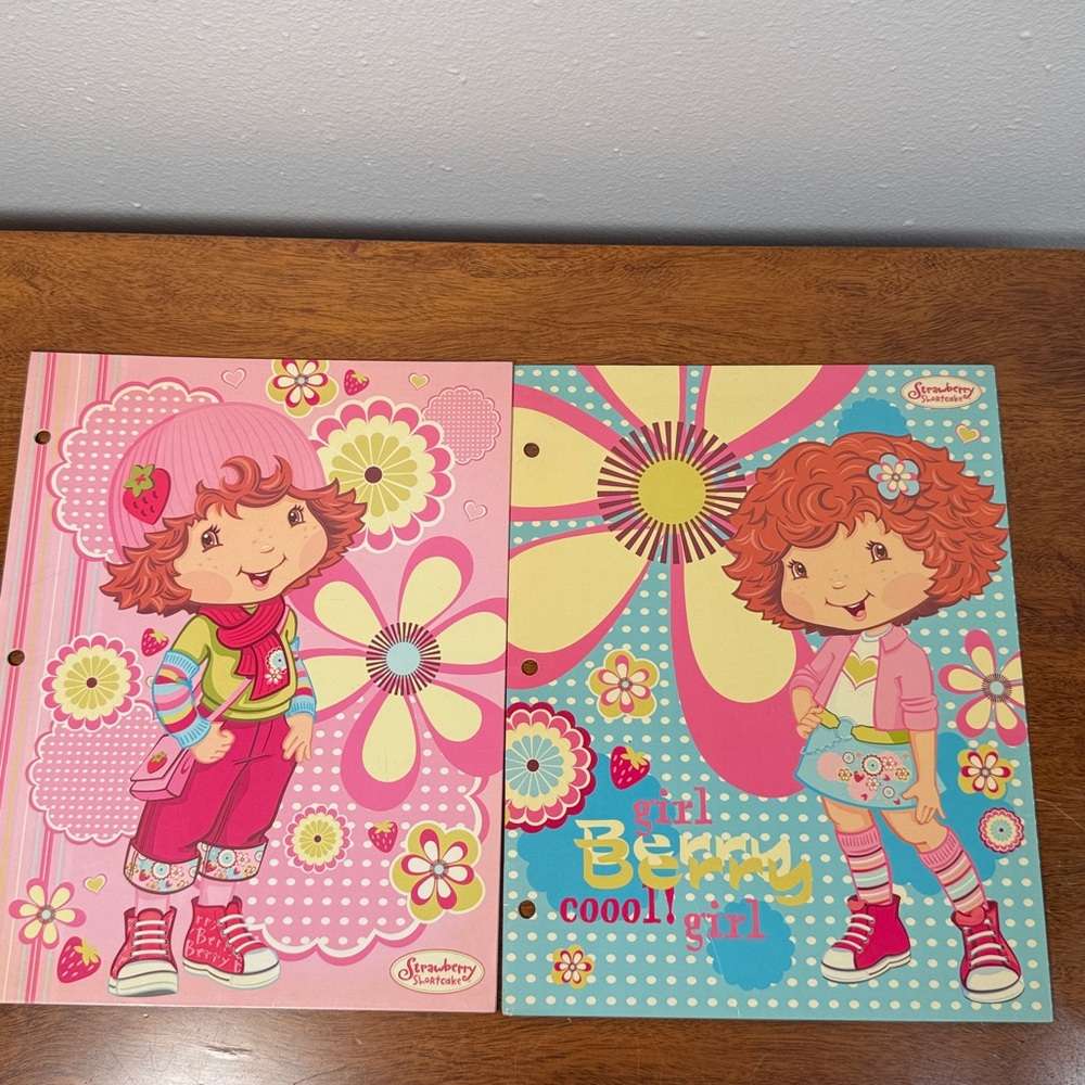 Vintage Strawberry Shortcake 2005 2 Pocket Portfolio Folders 3 Ring